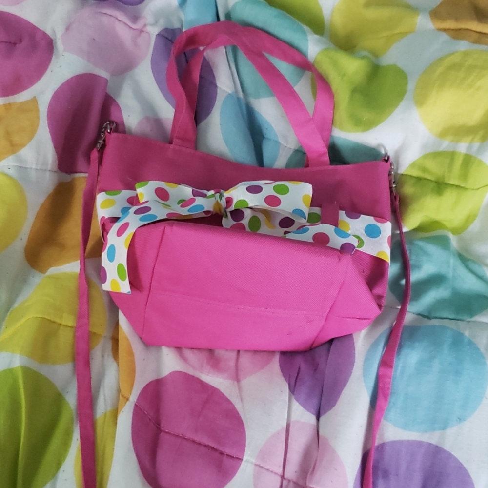 Homemade pink polka dot bag